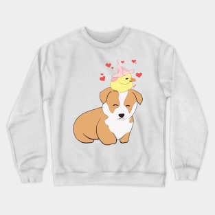 Corgi With Baby Chick Crewneck Sweatshirt